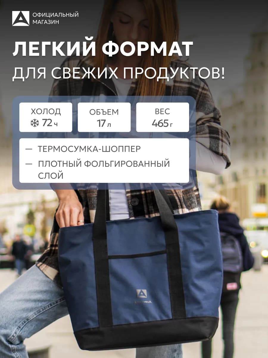 Термосумка холодильник шоппер для еды 17 л. 3400-17