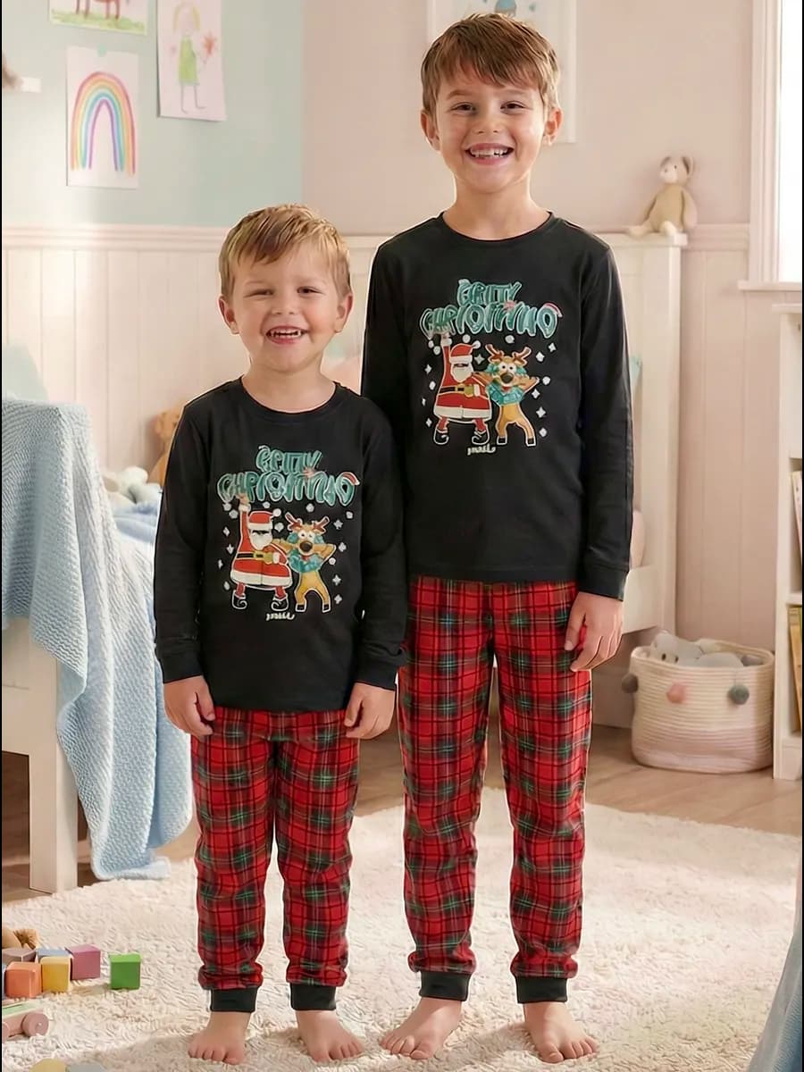 Новогодняя пижама со штанами для мальчика девочки
