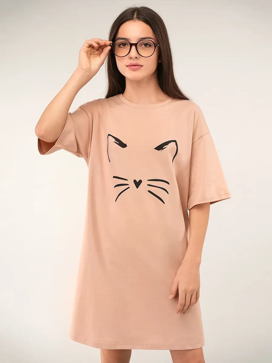 Туника детская оверсайз с принтом домашняя