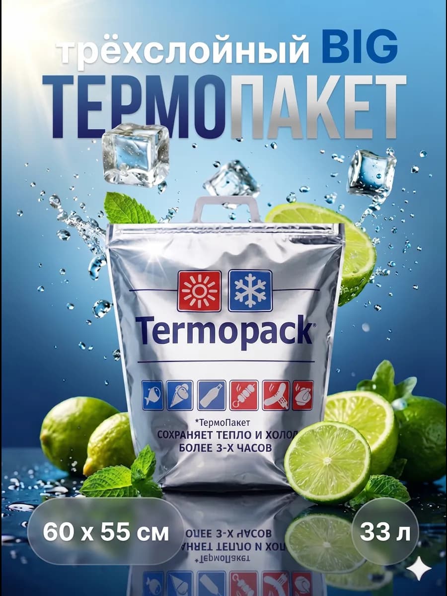 Термопакет для замороженных продуктов большой многоразовый