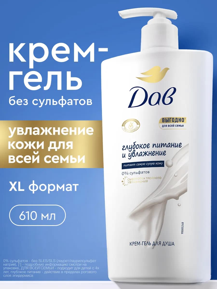 Крем гель для душа женский увлажняющий с дозатором 610 мл