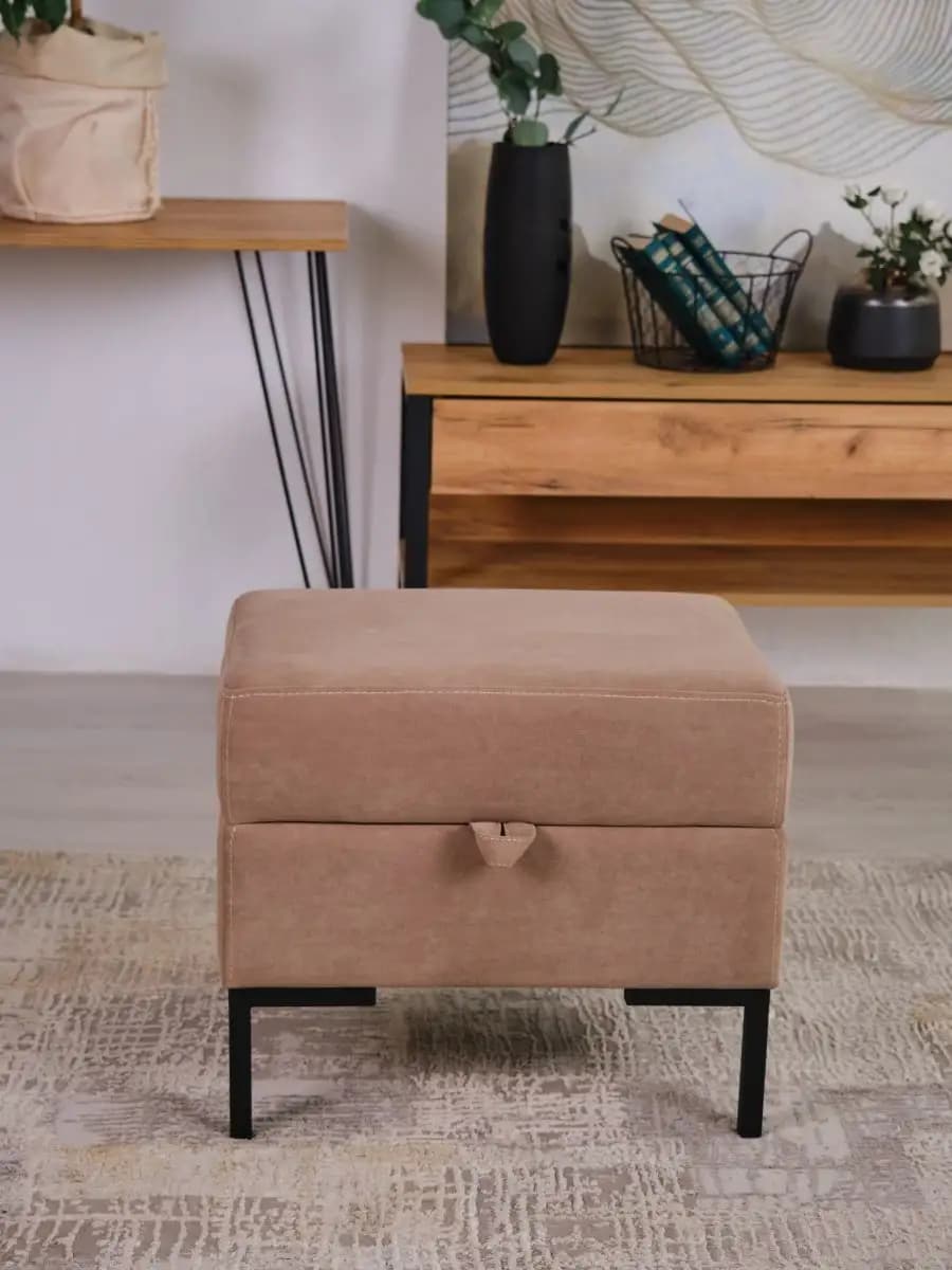 Банкетка велюр с ящиком на металлических ножках 51х38х45 см