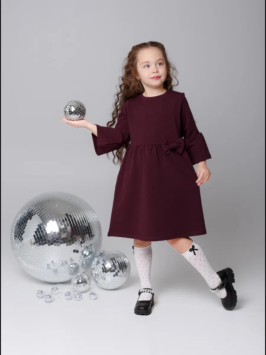 Платье нарядное для девочки новогоднее бордовое