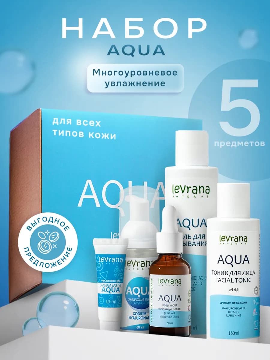 Подарочный косметический бьюти бокс набор для лица AQUA