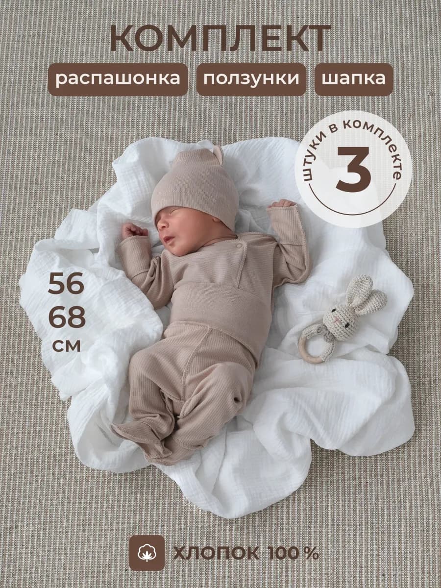 Комплект нательный для новорожденного 3 предмета