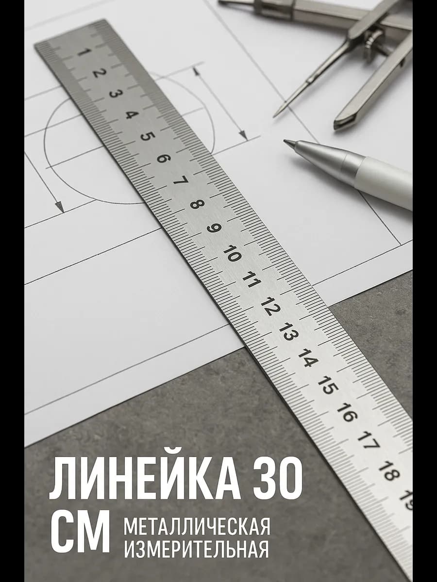 Линейка 30 см металлическая измерительная