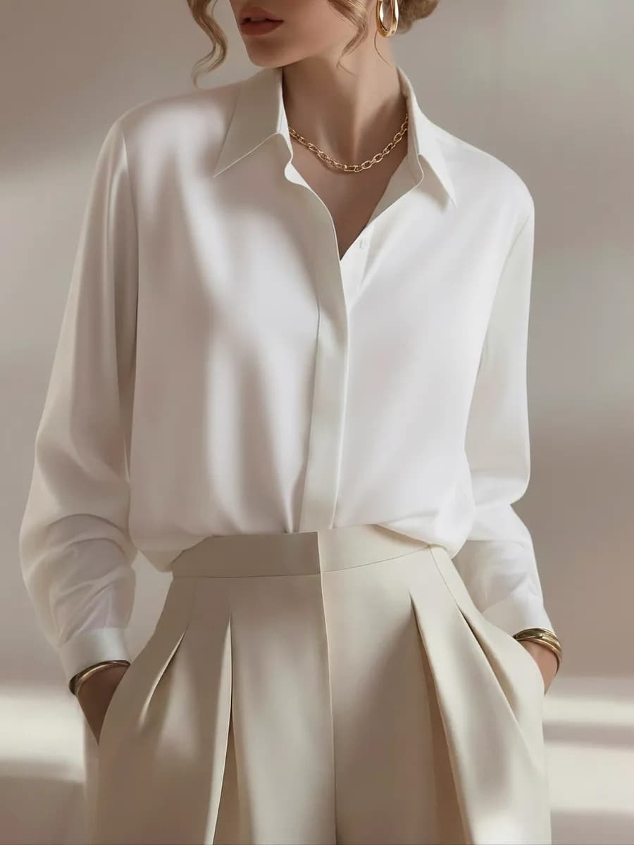 Рубашка в офис шелковая нарядная оверсайз блузка