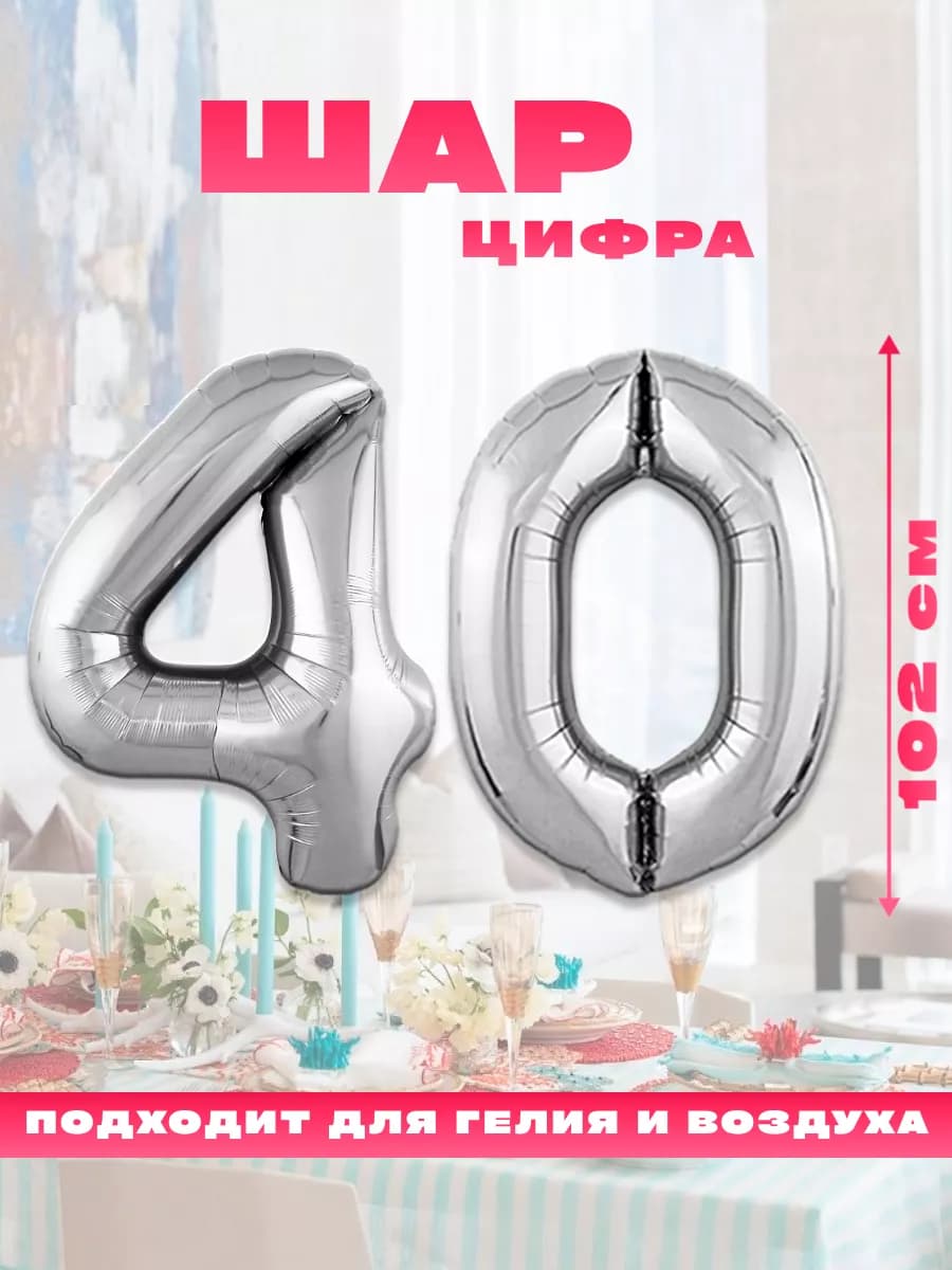 Воздушный фольгированный шар цифра 40