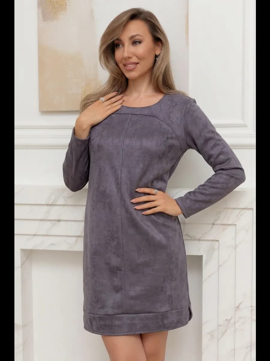 Платье замшевое трапеция офисное деловое