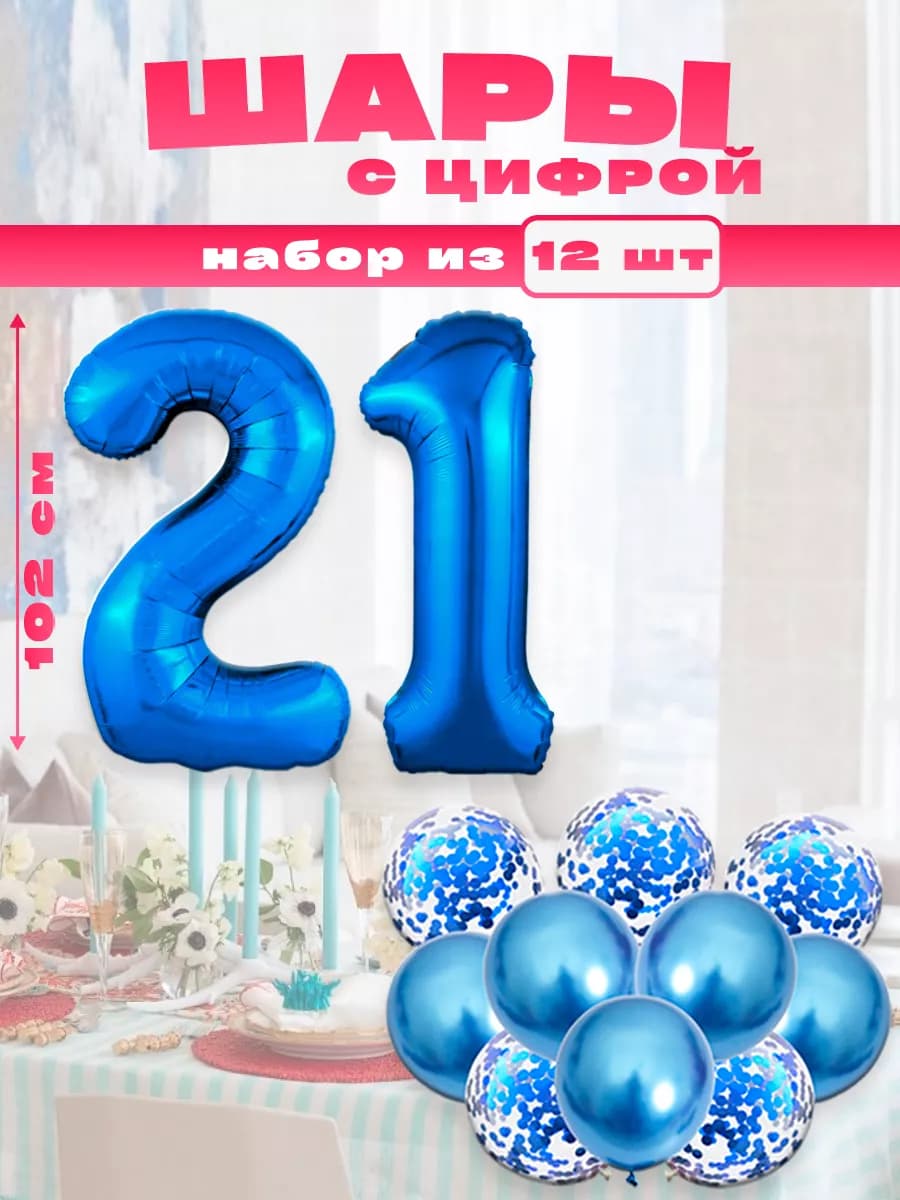 Воздушные шары с цифрой 21