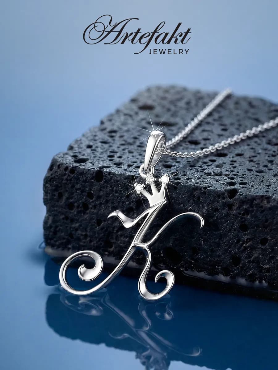 Подвеска на шею серебро 925 с буквой К серебряная