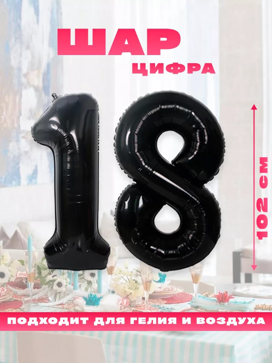 Воздушный фольгированный шар цифра 18