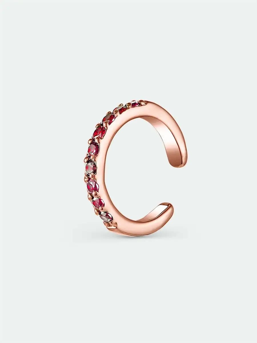 Серьги серебро 925 каффа с розовым фианитами