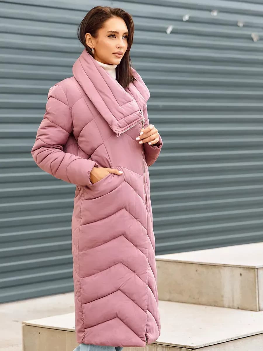 Пальто женское демисезонное длинное стеганое прямое