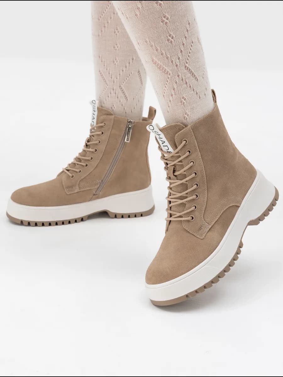 O'SHADE Ботинки женские зимние замшевые бежевые - фото 1