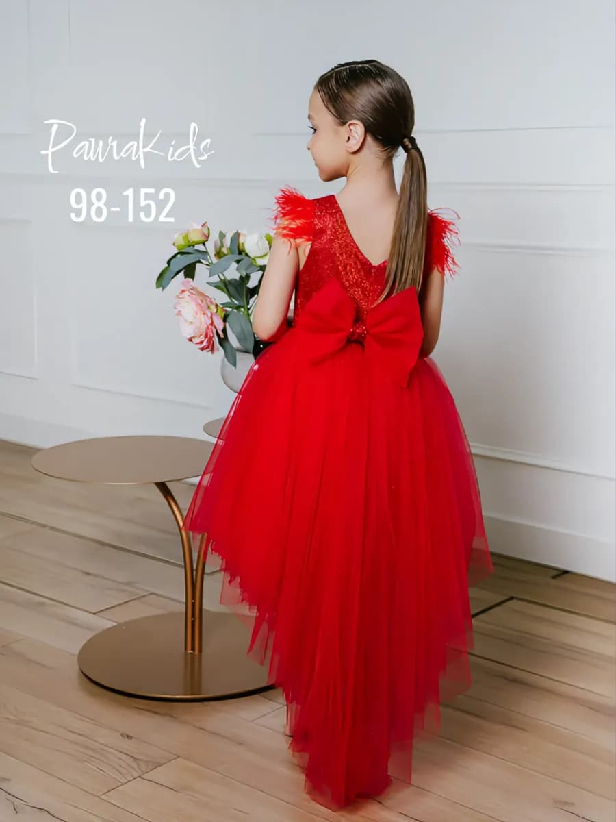 Платье для девочки нарядное праздничное красное на новый год