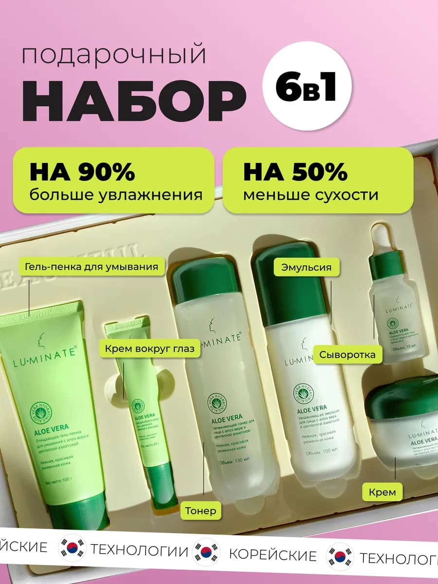 Набор уходовой косметики для лица, бьюти бокс 6в1