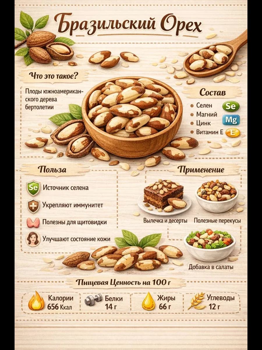 Бразильский Орех Очищенный, Крупный 300г 500г 1кг
