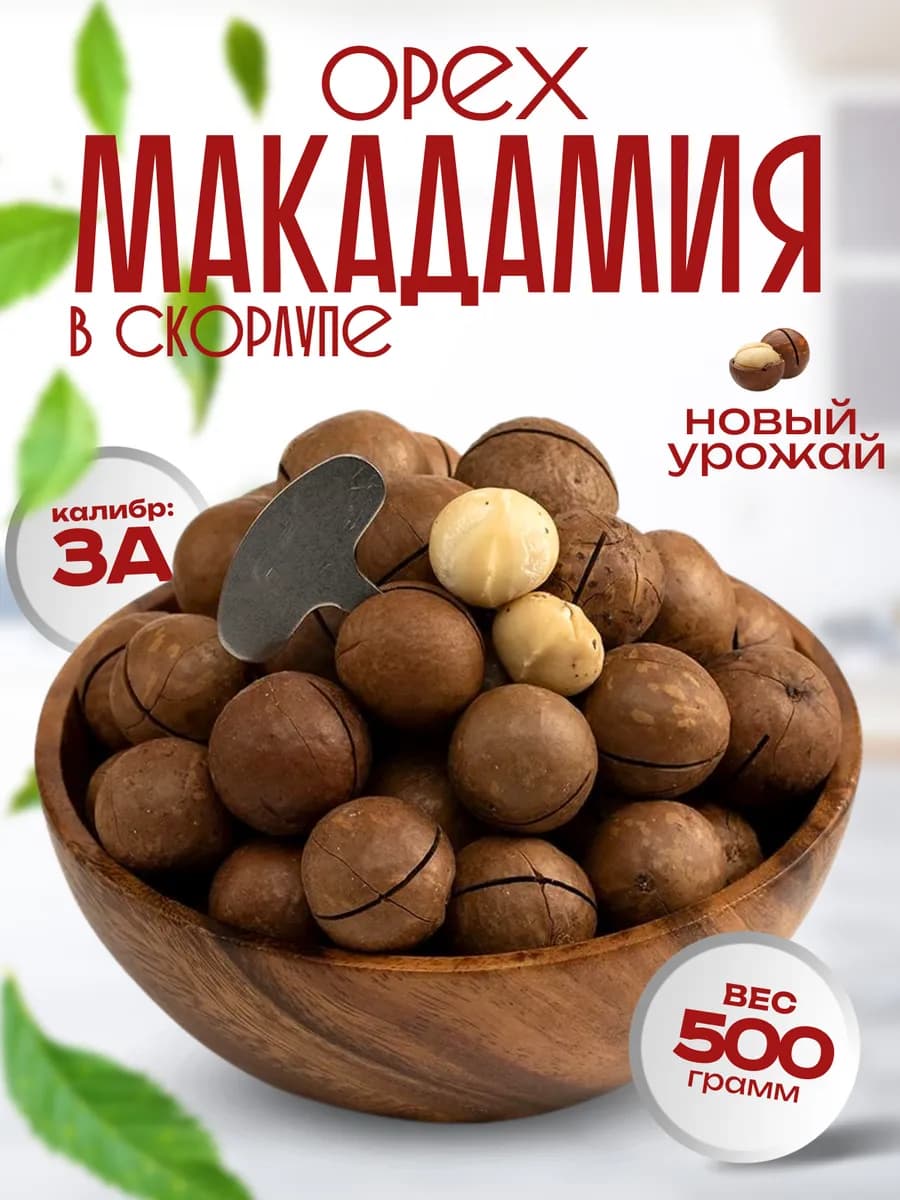 Орех макадамия в скорлупе 500г