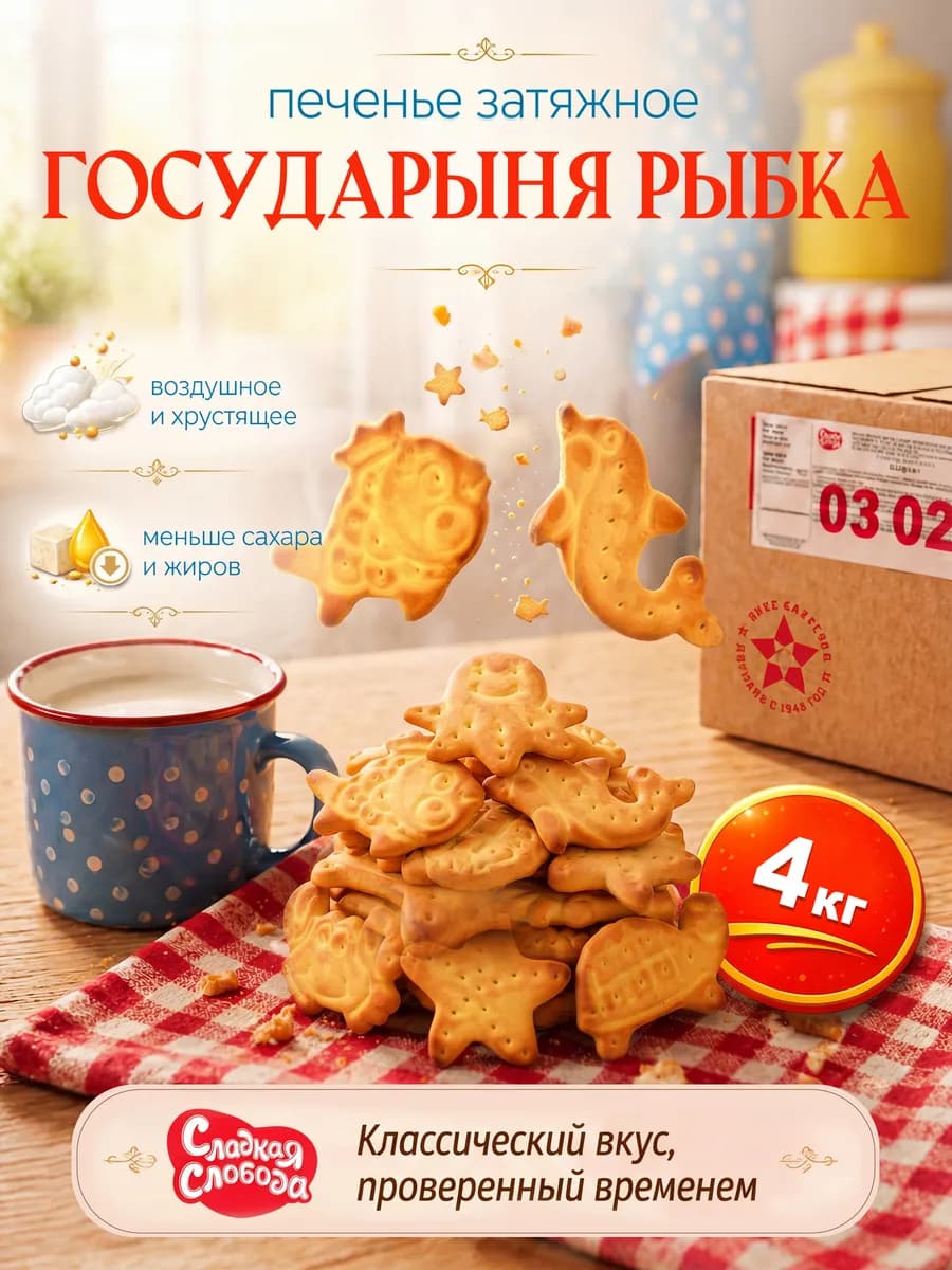 Печенье затяжное Государыня Рыбка 4 кг