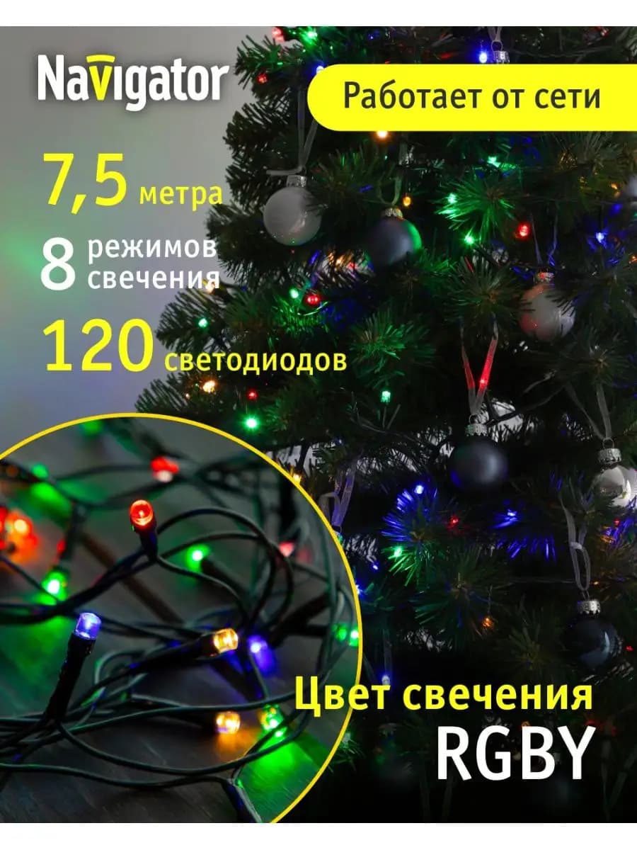 Гирлянда нить на елку