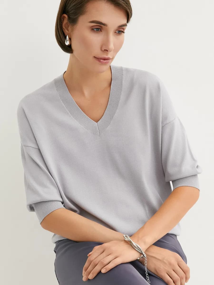 Джемпер женский с рукавом три четверти вязаный