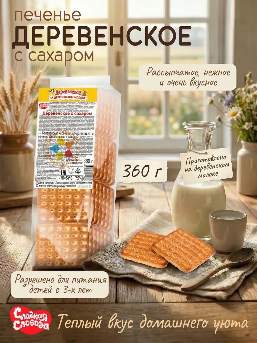 Печенье для детского питания Деревенское с сахаром 360 гр