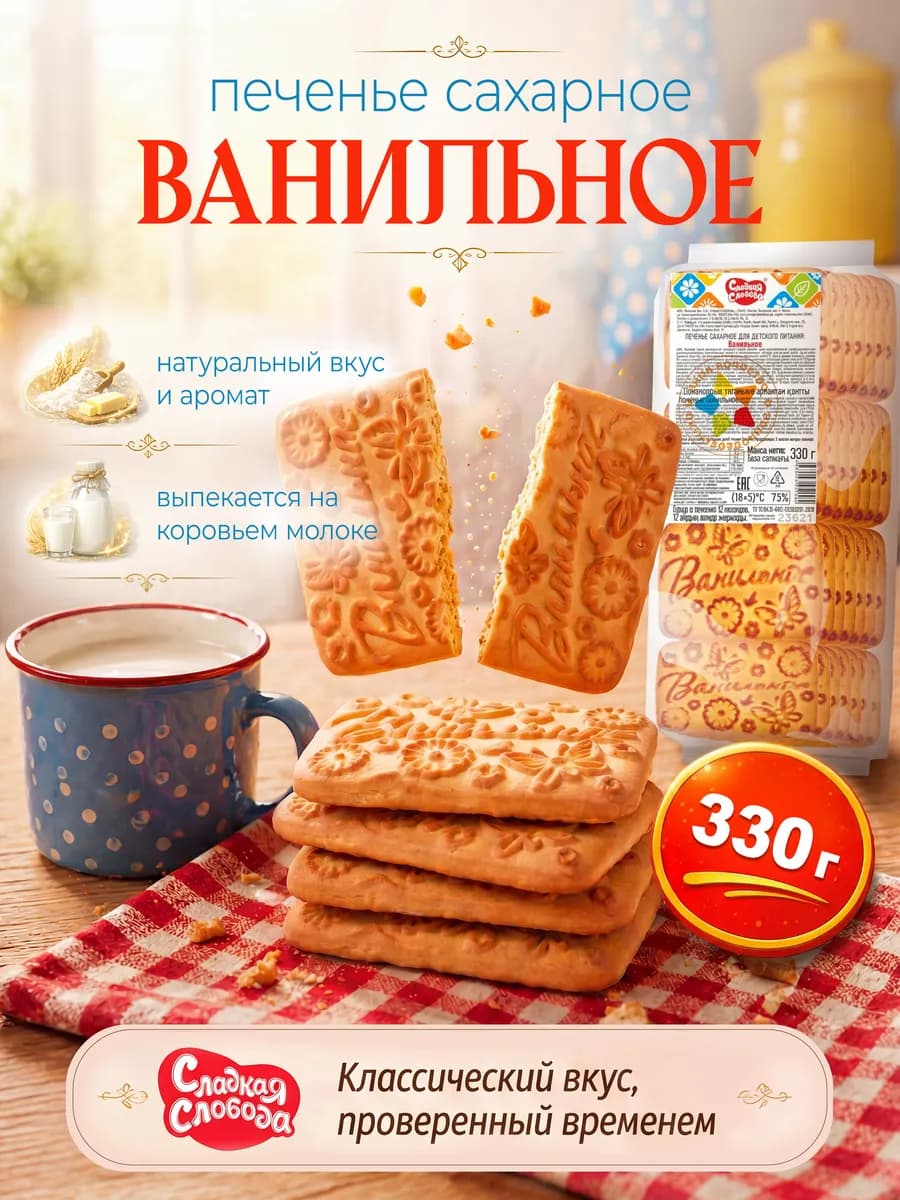 Печенье сахарное Ванильное, 330 гр