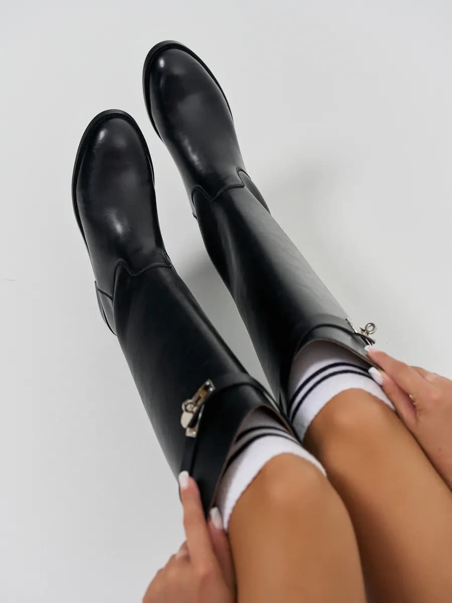 Сапоги-трубы высокие жокейские демисезонные