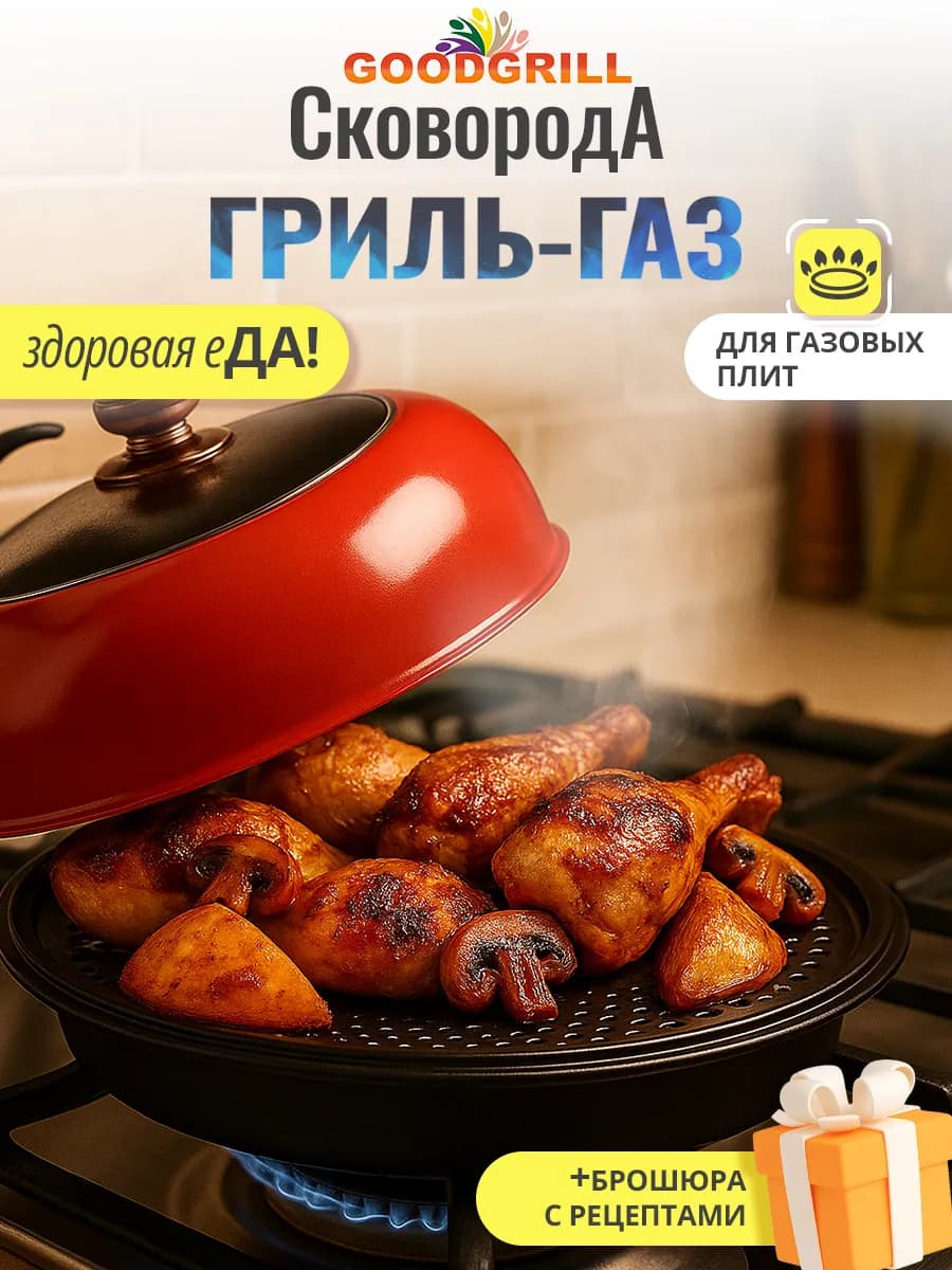 Сковорода гриль-газ с эмалированным покрытием