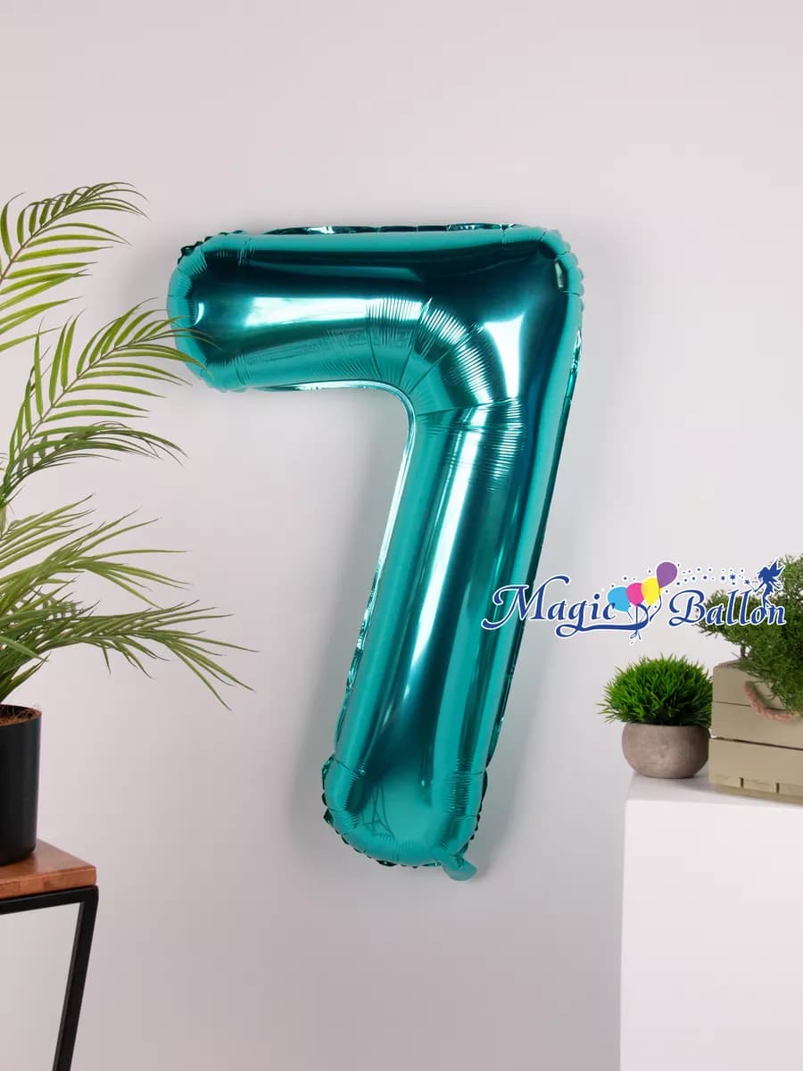Шар цифра 7 цвет Тиффани