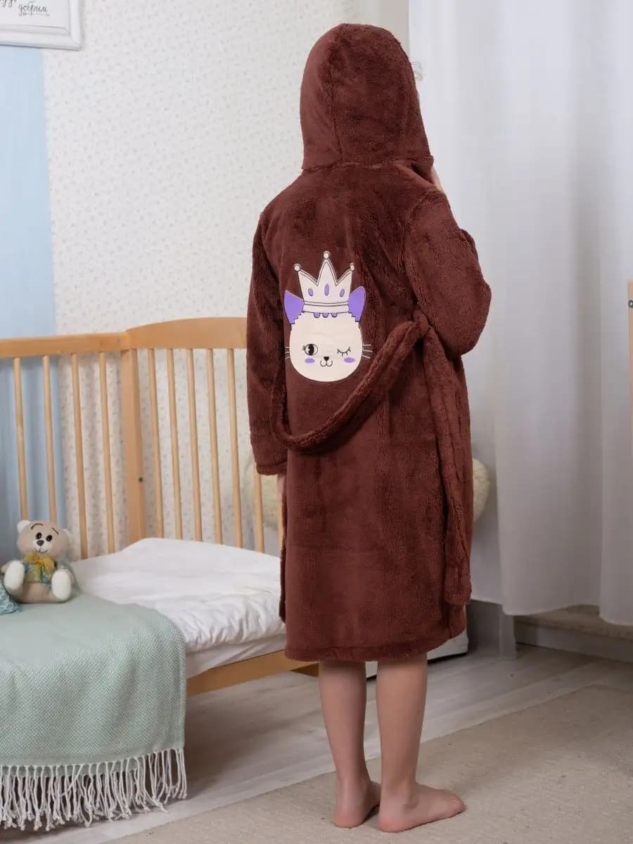 халат детский махровый с капюшоном длинный