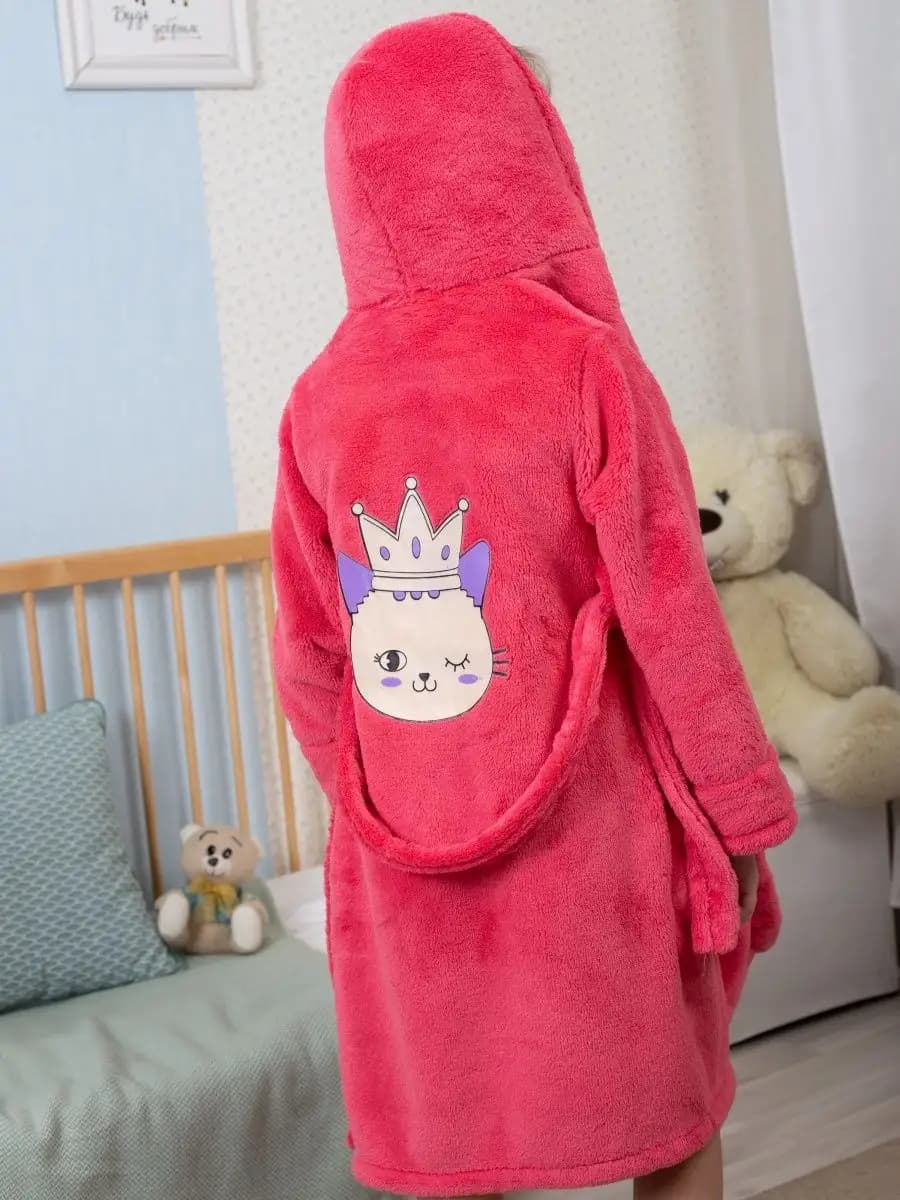 халат детский махровый с капюшоном длинный