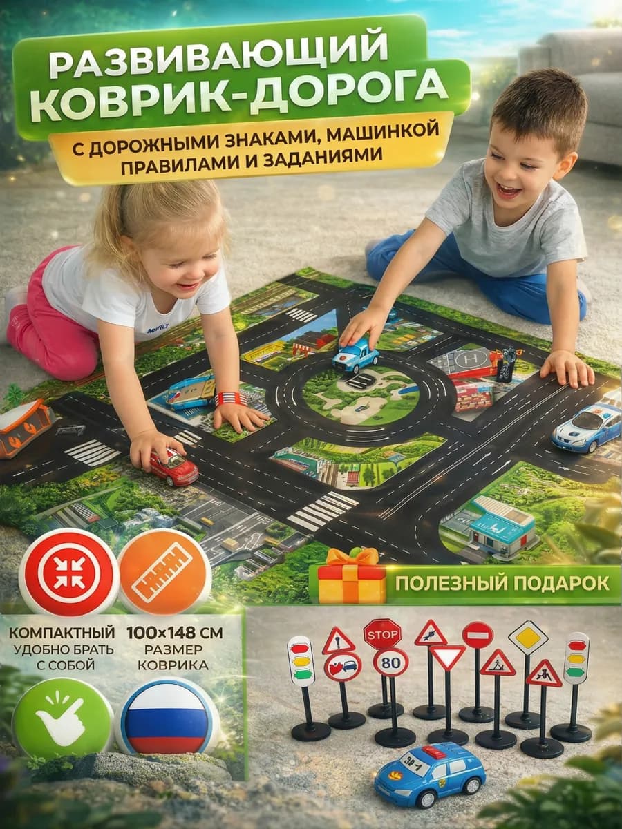 Развивающий коврик парковка дорожные знаки пдд