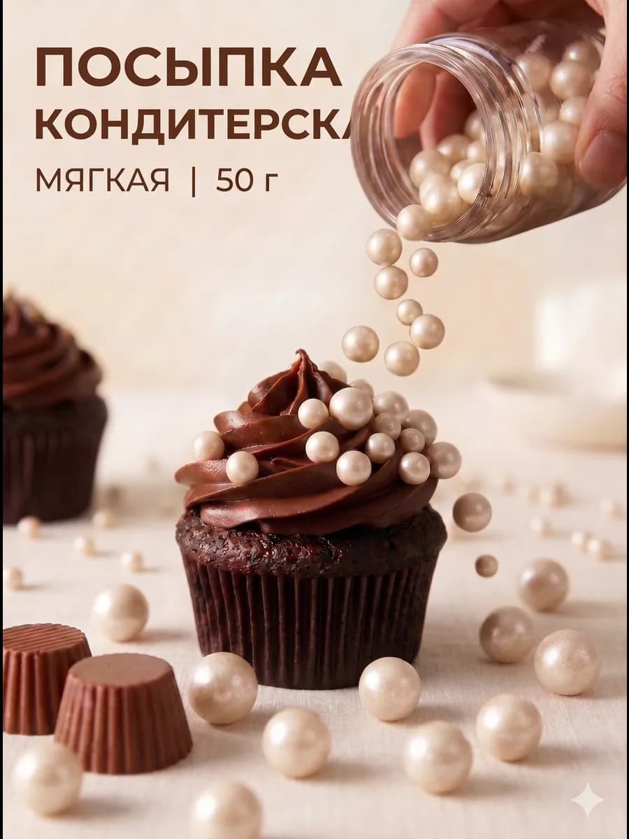 Посыпка кондитерская для десертов и выпечки серебро 50 г