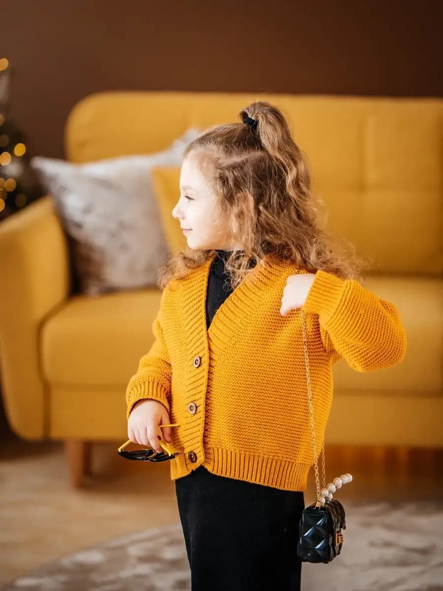 Кардиган вязаный для девочки малыша теплый