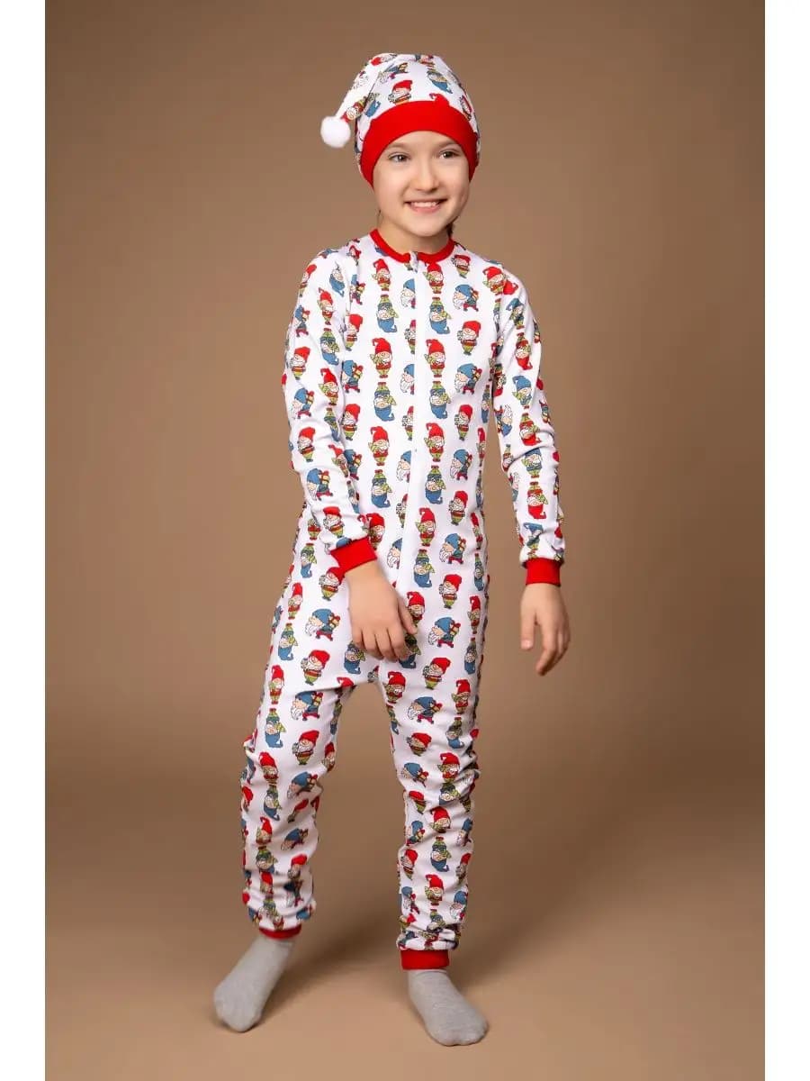 Новогодняя пижама-костюм с шапочкой