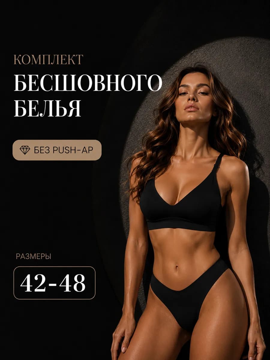 Нижнее белье комплект топ стринги бесшовное