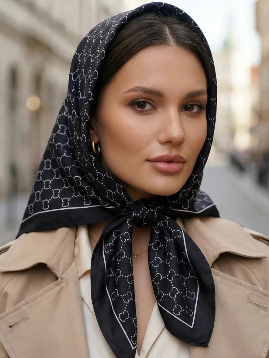 Платок косынка на голову и шею шелковый