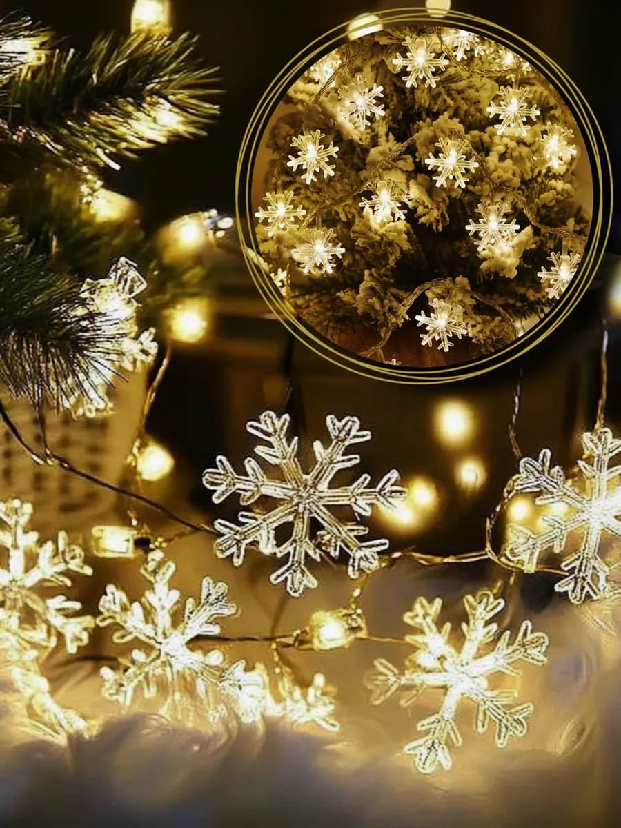 Новогодняя гирлянда "Снежинки" 5 метров от сети