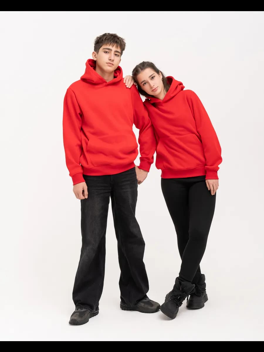 Худи красное с начесом для подростка