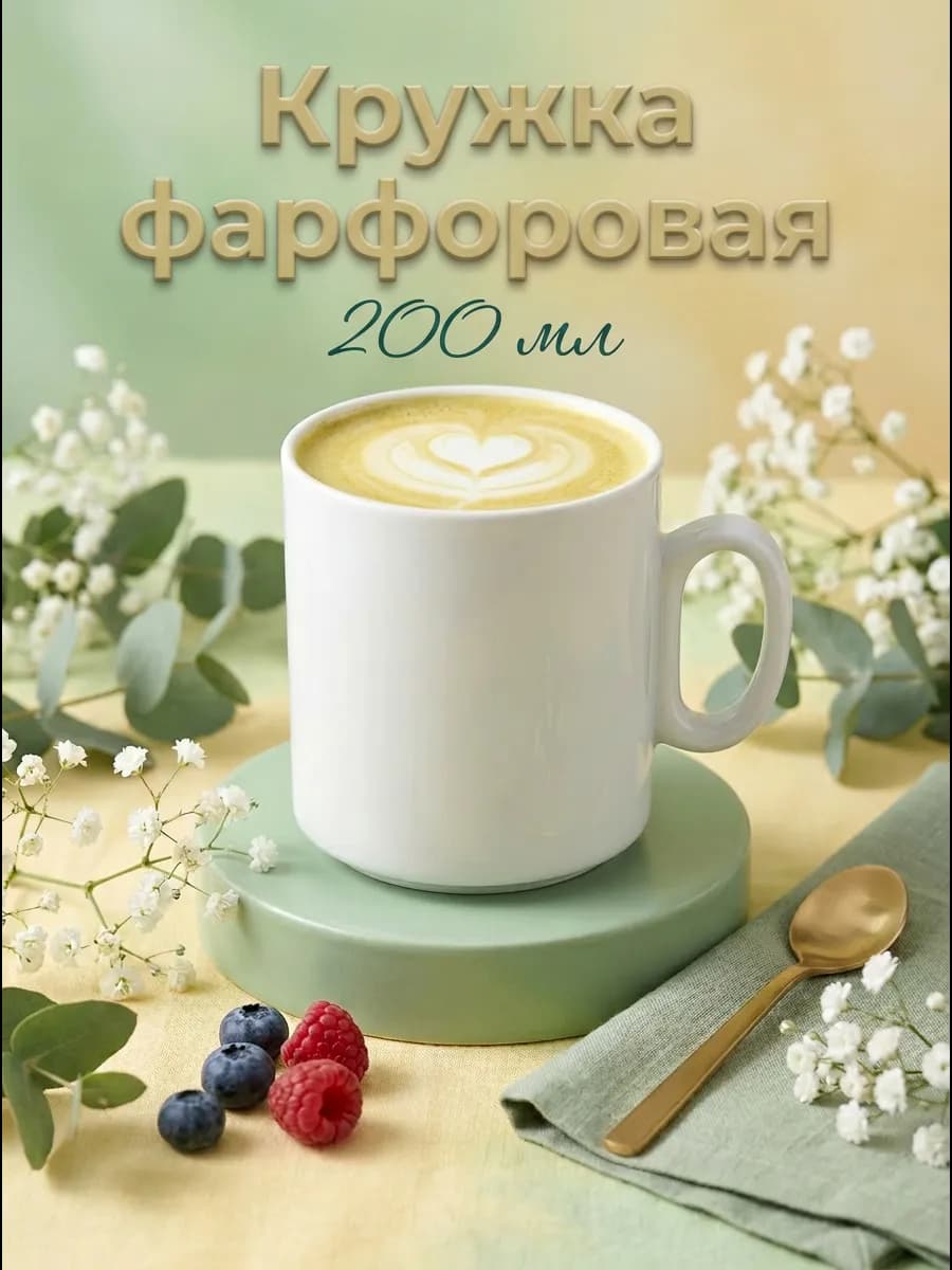 Кружка для чая и кофе 200 мл "Непоседа" фарфоровая