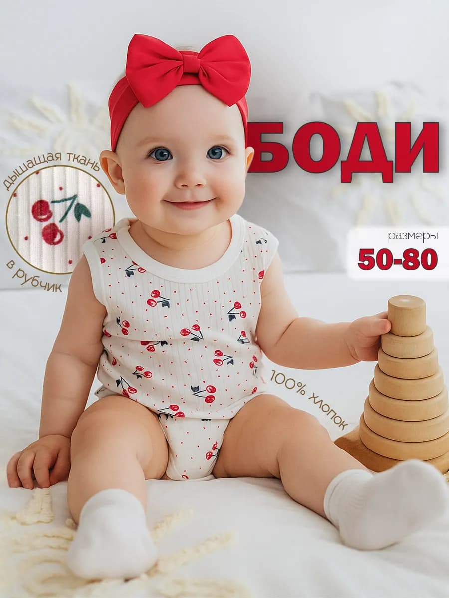 Боди в рубчик для новорожденных малышей без рукавов