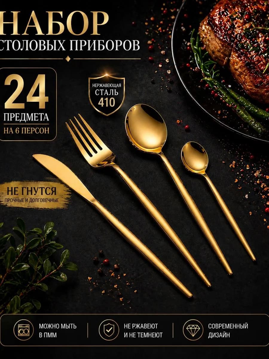 Набор столовых приборов 24 предмета на 6 персон
