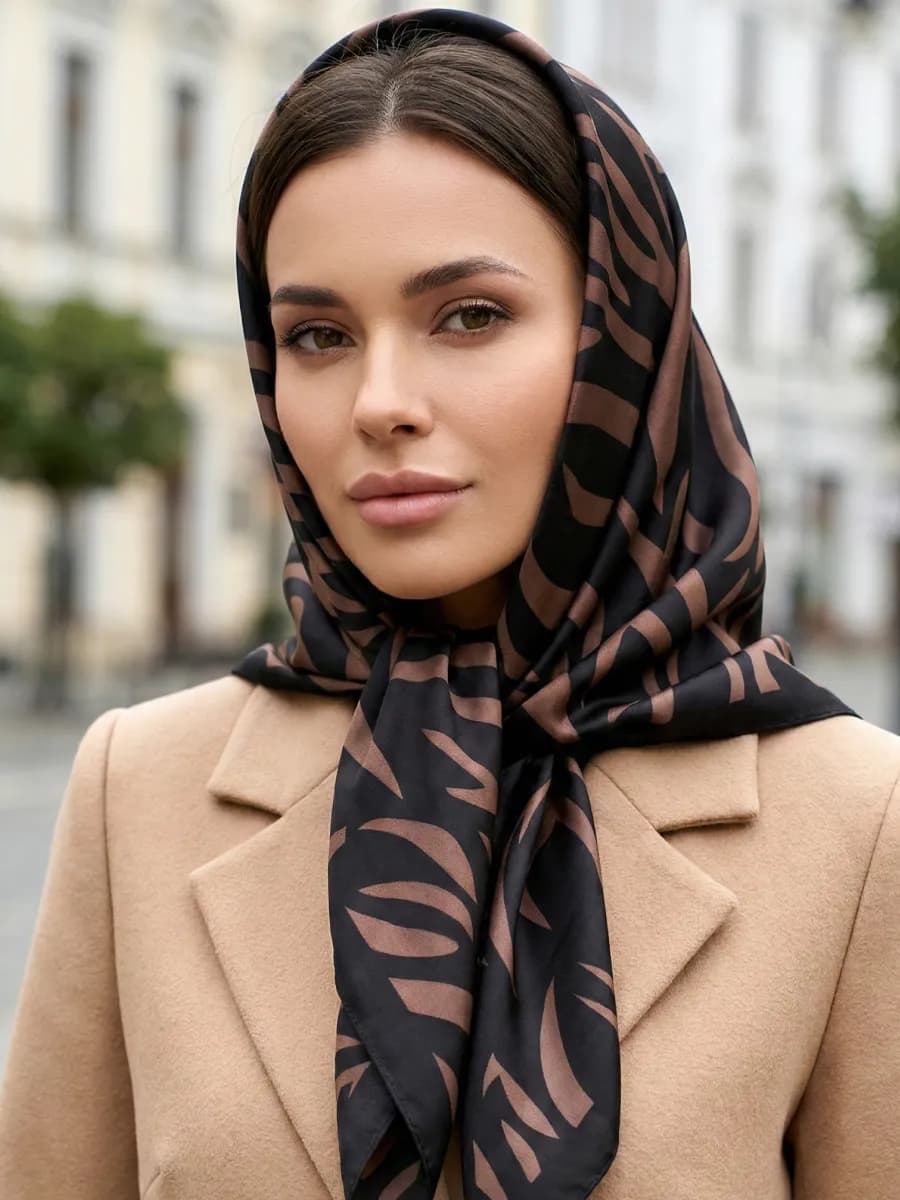 Платок косынка на голову и шею шелковый