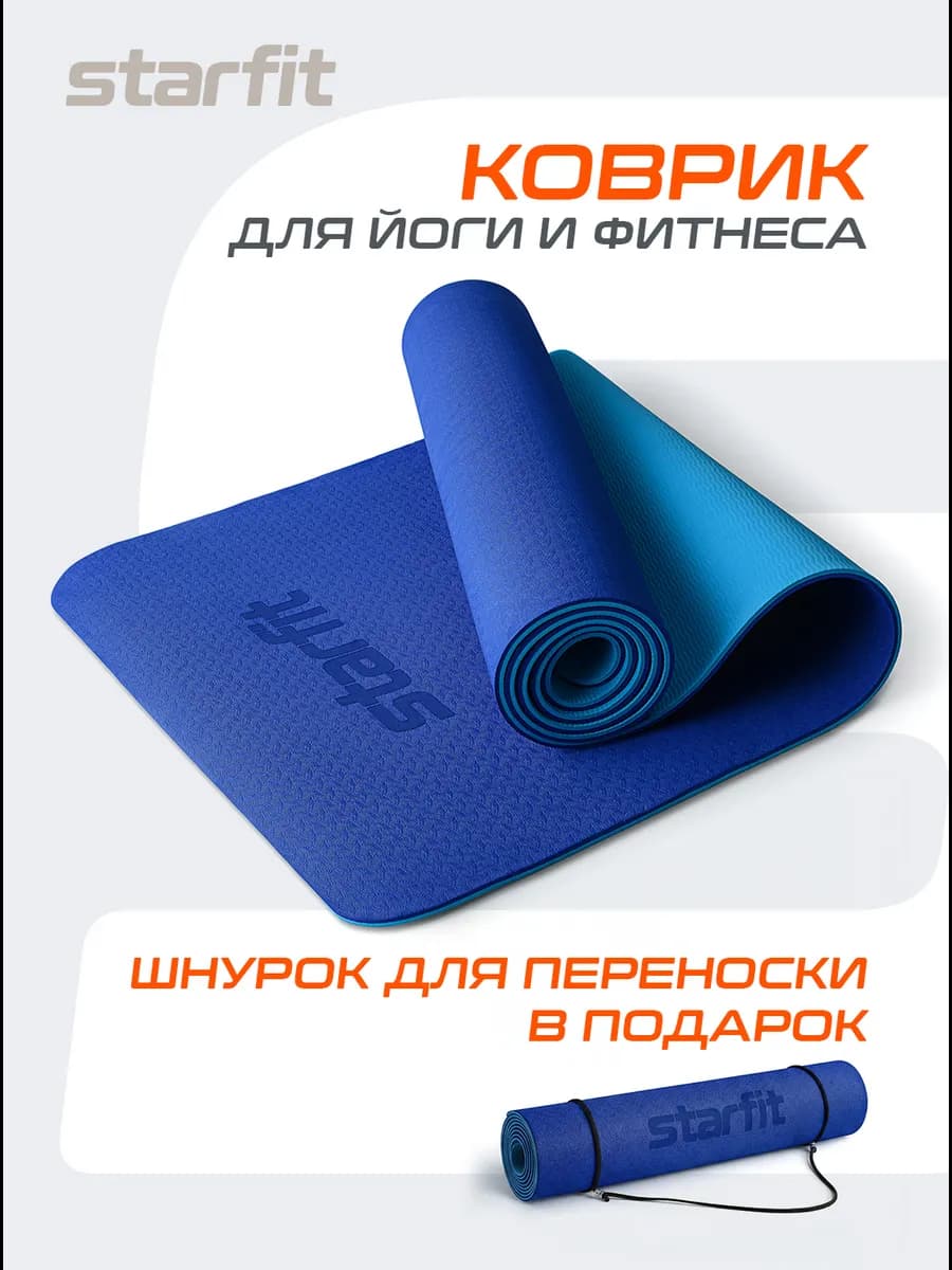 Коврик для йоги и фитнеса нескользящий