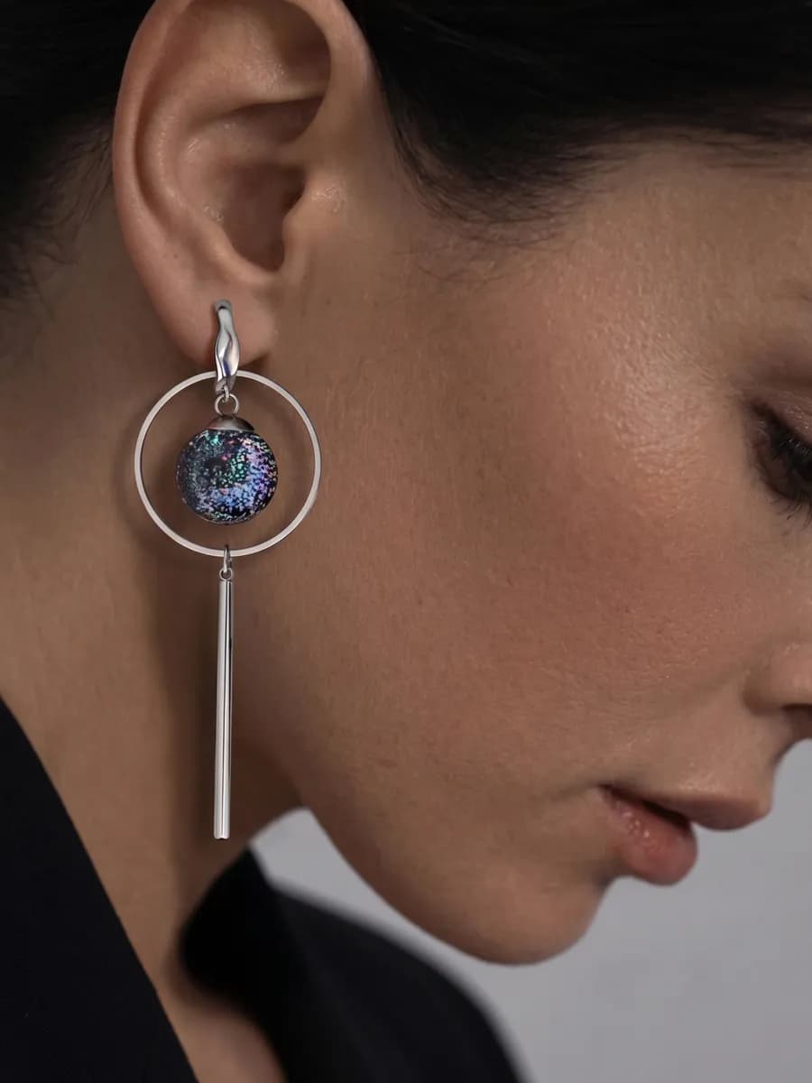 Серьги длинные вечерние из муранского стекла
