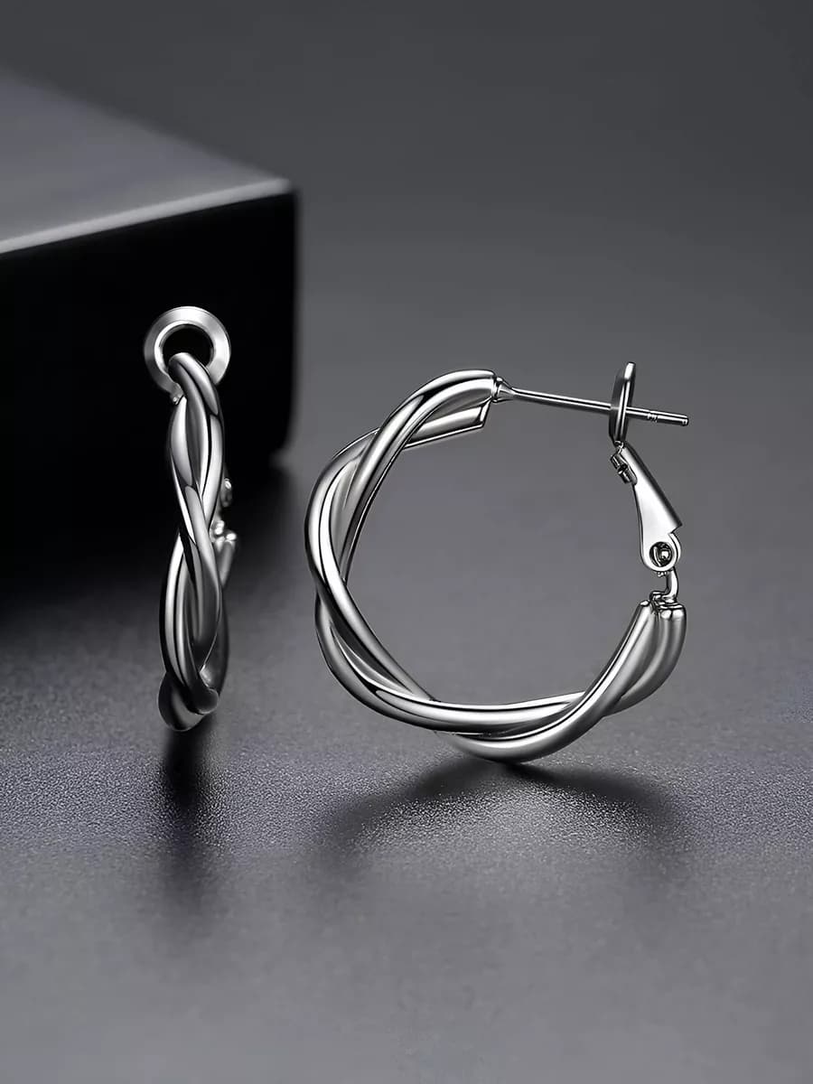 Серьги кольца крупные бижутерия плетеные - фото 1