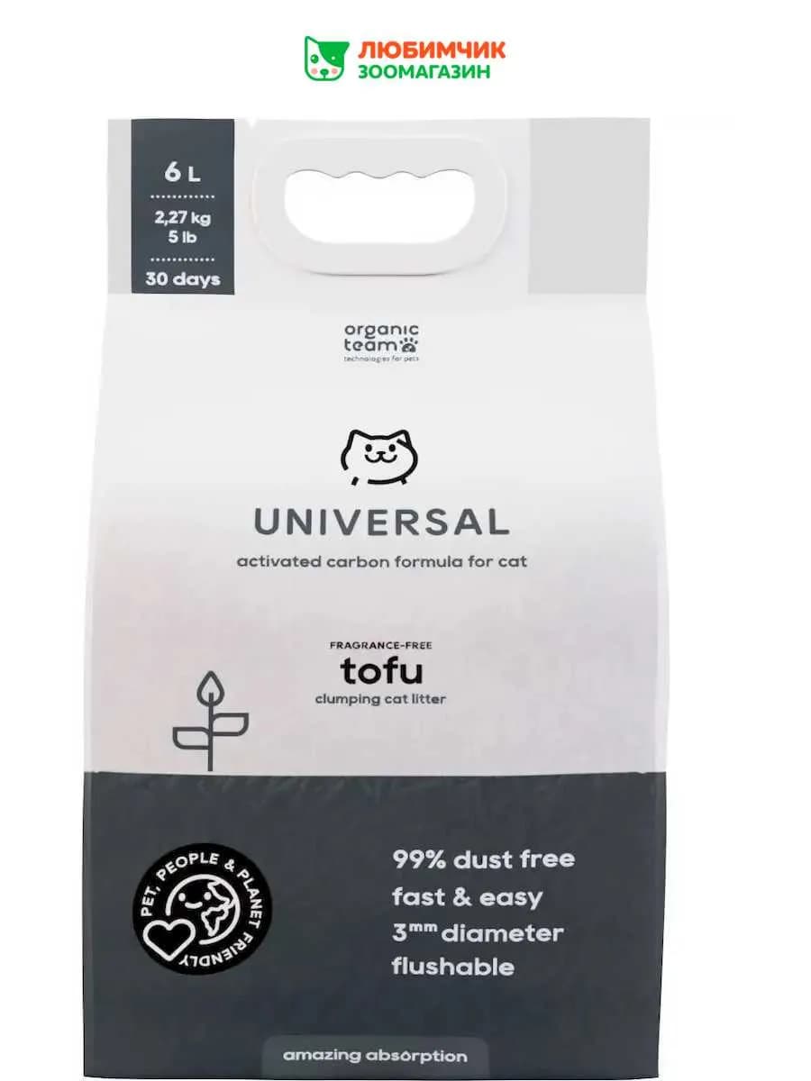 Наполнитель для кошек угольный 6 л комкующийся Tofu соевый