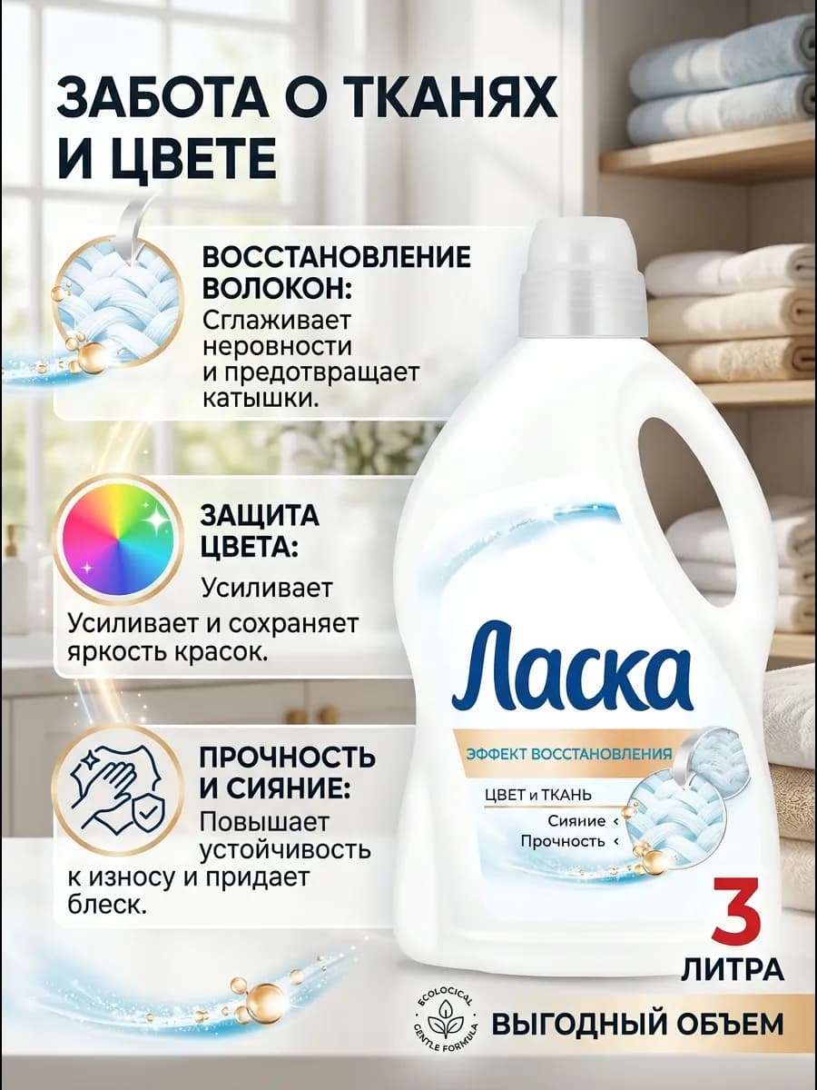 Гель для стирки для белого и светлого, 3 л, 50 стирок